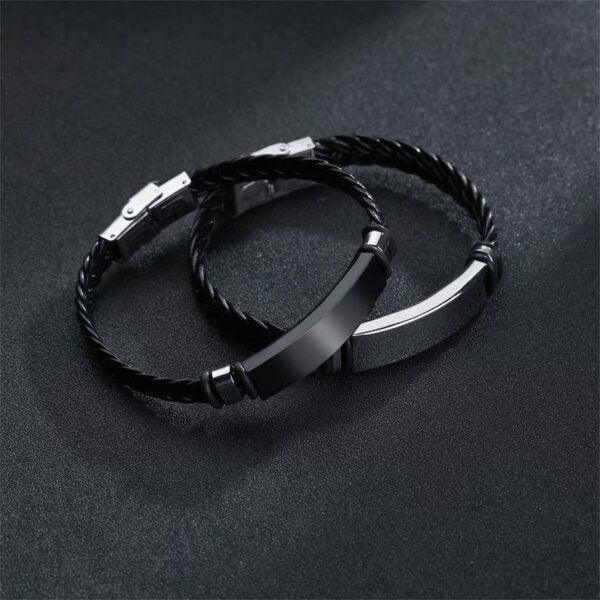 Zyron – Night Strand Zwart-Zilveren Armband